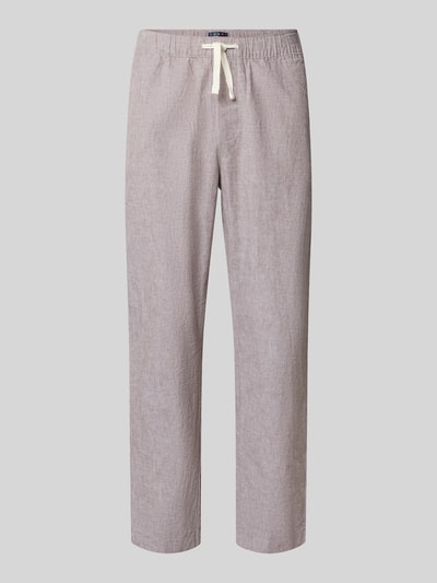 Produktfoto, Regular Fit Weite Hose aus Leinen-Baumwoll-Mix von Tommy Jeans in melierter Optik mit Tunnelzug, Flammgarn-Struktur, seitlichen Eingrifftaschen und Gesäßtaschen.