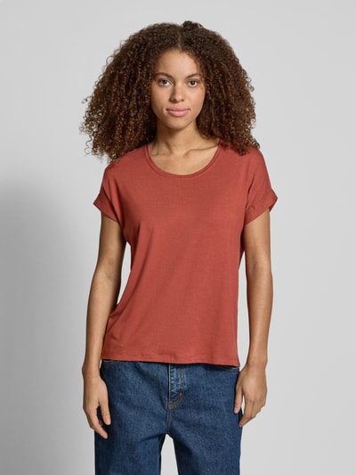 Only Regular fit T-shirt met viscose, model 'MOSTER' Roestrood - 4