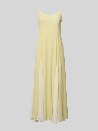 Produktfoto, Ausgestelltes Cocktailkleid mit verstellbaren Spaghettiträgern Modell 'RAELYNN' van Vero Moda in tweekleurige look, uitlopend model, maxilengte, V-hals, met verdekte ritssluiting, fijne gladde textuur, dames cocktailjurk
