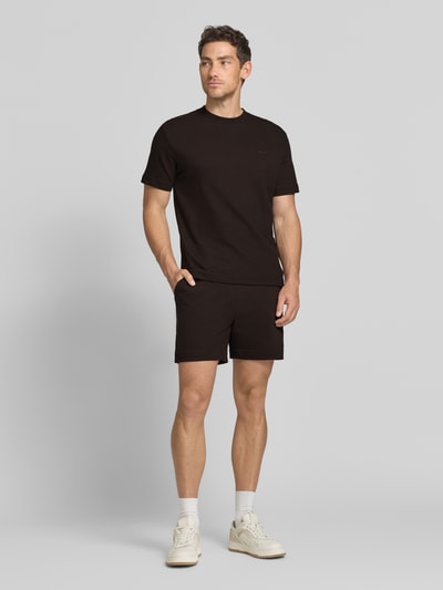 Lacoste t-shirt o kroju regular fit z czystej bawełny Ciemnobrązowy 1