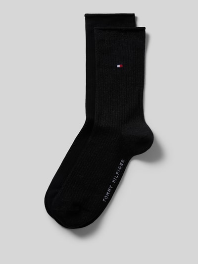 Tommy Hilfiger Socken aus Baumwoll-Mix mit Logo-Stitching im 2er-Pack Modell 'WOMEN SOCK 2P LUREX RO' Black 1