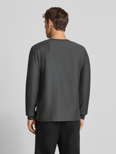 Tom Tailor Denim Bluzka o kroju regular fit z mieszanki bawełny z długim rękawem i fakturowanym, tkanym wzorem Antracytowy 5