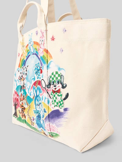 Produktfoto, Shopper aus reiner Baumwolle von Kenzo mit buntem Print, Druckknopfverschluss, Innenfach, Tragehenkel, lange Schulterriemen, Breite 54 cm, Länge 35 cm, Tiefe 17 cm