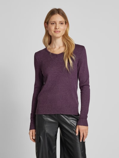 Vila Gebreide pullover met V-hals Violet - 4