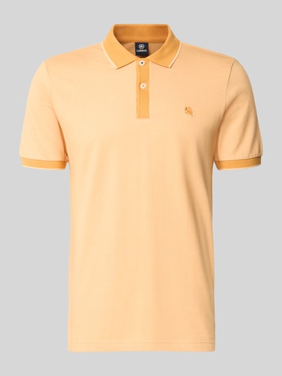 Produktfoto, Regular Fit Poloshirt mit Logo-Stitching von Lerros für Herren in Hellorange, Polokragen, kurze Knopfleiste, Rückenlänge 76 cm bei Größe M.