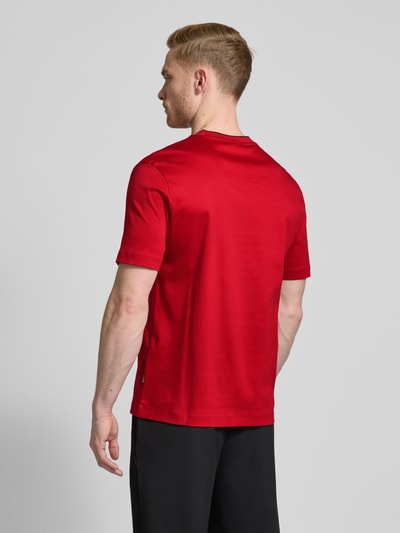 BOSS T-shirt met motief- en labelstitching, model 'Taut' Rood - 5