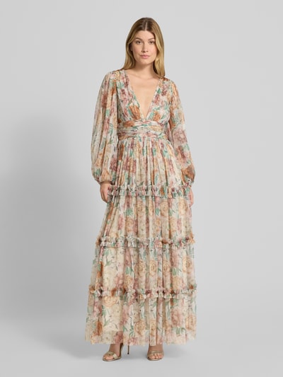 LACE & BEADS Avondjurk in laagjeslook met V-hals Rosé - 4