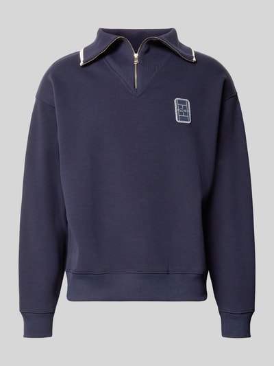 Lacoste Loose Fit Troyer aus Baumwoll-Mix Model 'Tennisc' Marine 2
