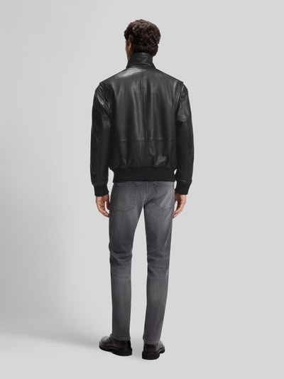 BOSS Orange Lederjacke aus Ziegennappa mit Stehkragen Black 5