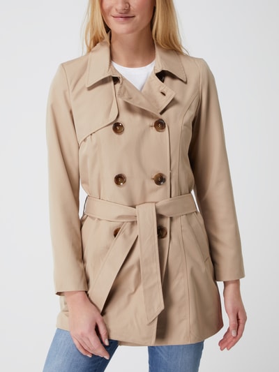 Only Trenchcoat met platte kraag, model 'Valerie'  Beige - 4