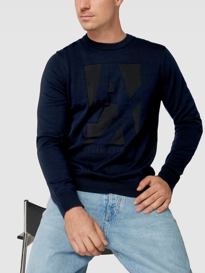 ARMANI EXCHANGE Strickpullover mit Strukturmuster Marineblau 3