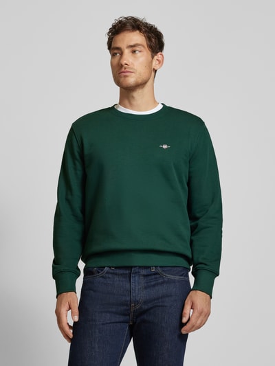 Gant Sweatshirt mit  Label-Stitching Modell 'SHIELD' Dunkelgruen 4