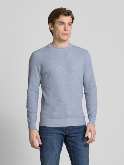 Profuomo Gebreide pullover met ronde hals Lichtblauw - 4