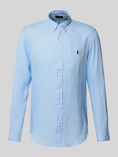 Polo Ralph Lauren Slim Fit Leinenhemd mit Logo-Stitching Hellblau 2