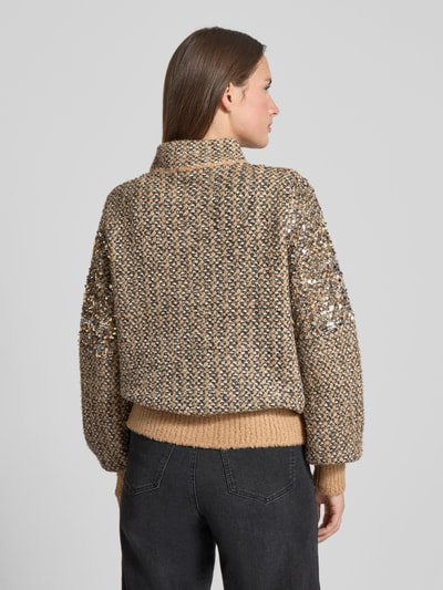 monari Loose Fit Strickjacke mit Woll-Anteil Hellbraun 5