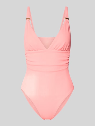 Produktfoto, Badeanzug mit Feinripp Modell 'Cimazy Plunge' von Barts in zartem Rosa, V-Ausschnitt, elastischer Material-Mix, glatte Textur