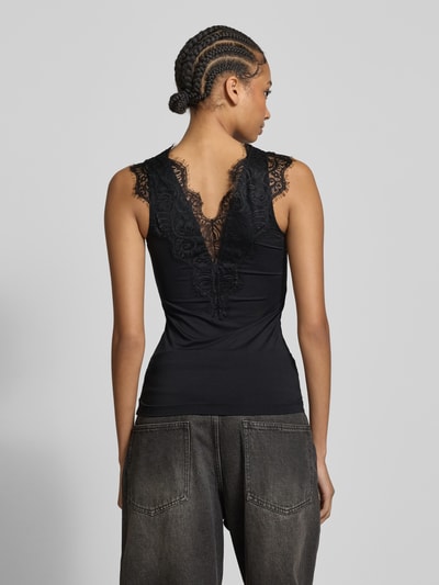 Pieces Top mit Spitzenbesatz Modell 'Ilu' Black 5