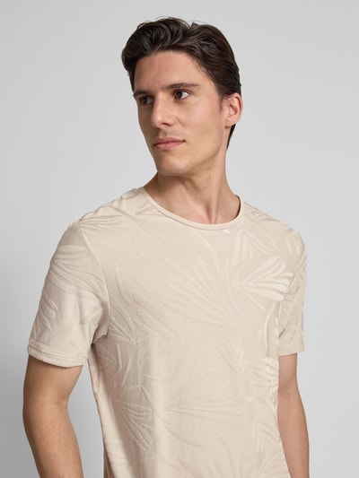 Cinque T-shirt met lyocell en labeldetail, model 'Jacko' Beige - 3