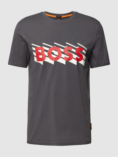BOSS Orange T-Shirt mit Label-Print Modell 'Rete' Dunkelgrau 2