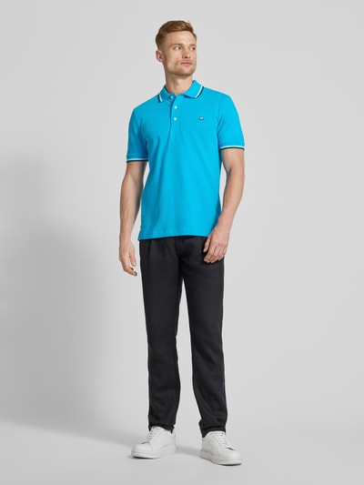 Christian Berg Men Poloshirt met labeldetail Turquoise - 1