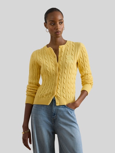 Lauren Ralph Lauren Kardigan z dzianiny z czystej bawełny, krój slim fit Jasnożółty 4