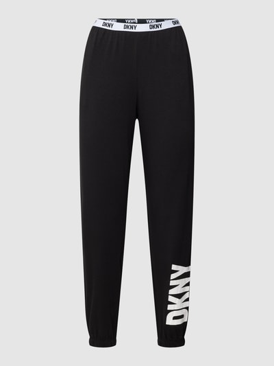 DKNY Spodnie od piżamy z paskiem z logo model ‘Sleep Jogger’ Czarny 2