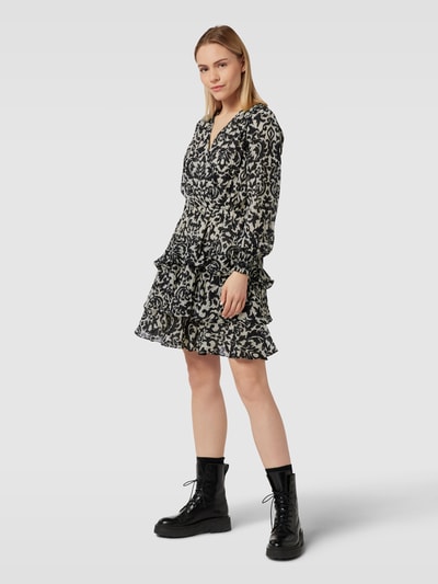 Neo Noir Minikleid mit Allover-Muster Modell 'Dennie' Black 1