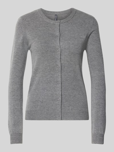Pieces Slim fit gebreid jack van viscosemix, model 'NORA' Middengrijs gemêleerd - 2