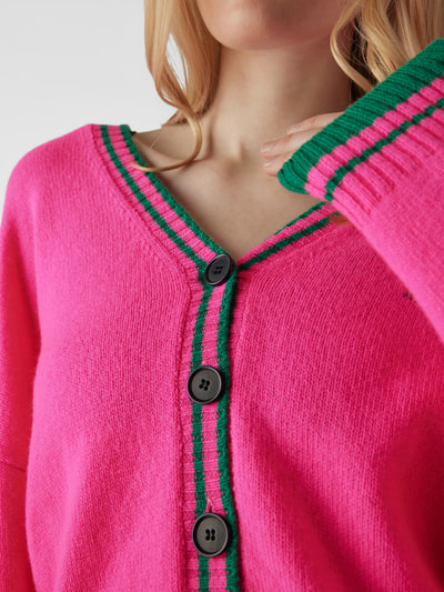 MSGM Strickjacke mit Label-Stitching Fuchsia 6