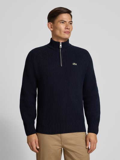Lacoste Regular Fit Troyer aus reiner Wolle Marine 4