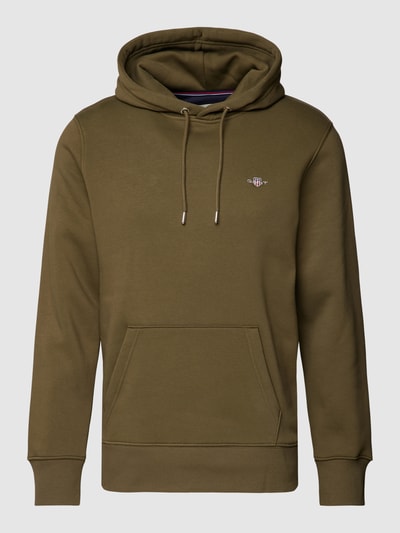 Gant Hoodie mit Label-Stitching Modell 'REG SHIELD' Oliv 2