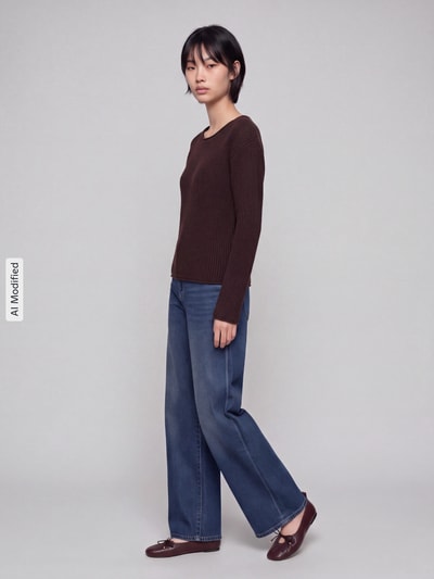 s.Oliver RED LABEL Relaxed Fit Strickpullover aus Baumwoll-Mix Dunkelbraun 1