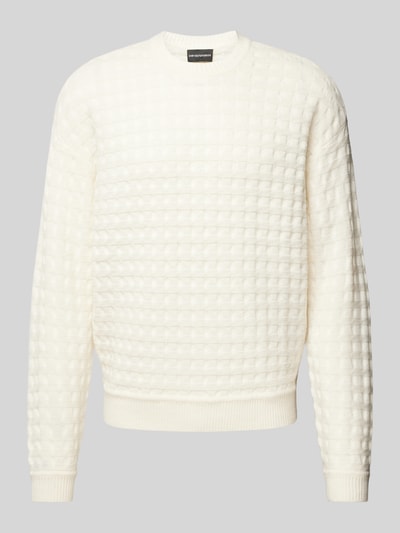 Emporio Armani Strickpullover mit Strukturmuster Offwhite 2