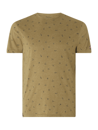 Pepe Jeans T-Shirt mit Allover-Muster Modell 'Lynch' Oliv Melange 1
