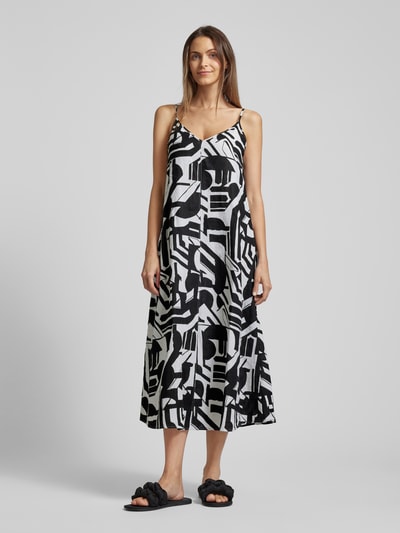 Marc O'Polo Knielanges Leinenkleid mit Allover-Muster Black 4