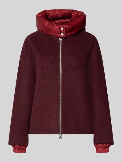Produktfoto, Relaxed Fit Jacke aus Baumwoll-Mix von Blonde No. 8 in Dunkelrot mit abnehmbarer Steppkapuze und Zweiwege-Reißverschluss