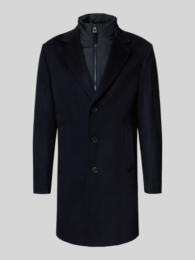 JOOP! Collection Lange wollen jas in dubbele-laagjeslook, model 'Morris' Marineblauw - 2