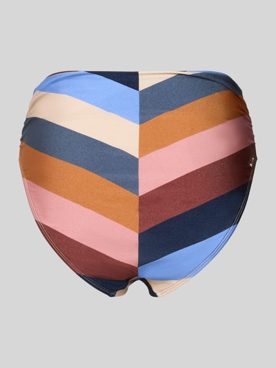 Produktfoto, Bikini-Unterteil mit Label-Detail von Barts für Damen, gestreifte Optik(Unterteil): in Blau, Braun, Rosa, Textur glatt