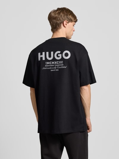 Hugo Blue Oversized T-Shirt aus Viskose mit Label-Print Modell 'Nalono' Black 5