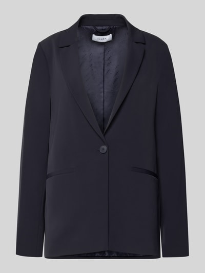Produktfoto, Relaxed Fit Blazer mit Reverskragen von comma, czarny, gładka faktura, elastyczny materiał, zapięcie na guzik, kieszenie z wypustką, długość tyłu w rozmiarze 36: 70 cm, szerokość w rozmiarze 36: 49 cm, długość rękawa w rozmiarze 36: 63 cm