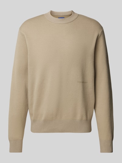 Jack & Jones Sweter z dzianiny z nadrukiem z logo model ‘VESTERBRO’ Beżowy 1