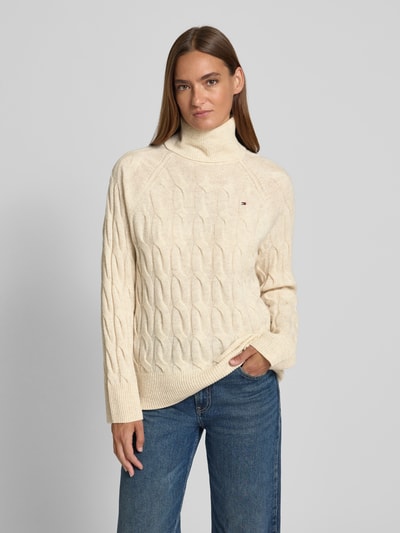 Tommy Hilfiger Golf o kroju relaxed fit z czystej wełny Piaskowy 4