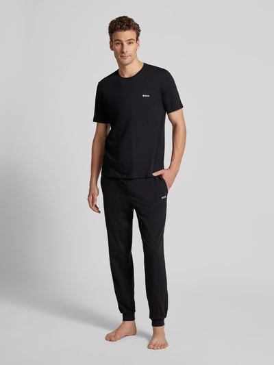 BOSS Relaxed Fit Sweatpants mit Label-Stitching Modell 'Mix&Match' Black 1