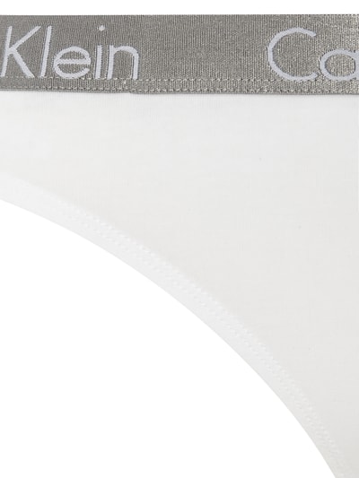 Calvin Klein Underwear String mit Logo-Bund in Metallicoptik  Weiss 2