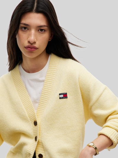 Tommy Jeans Kardigan rozpinany o kroju relaxed fit z dodatkiem wełny z alpaki i dodatek wełny Jasnożółty 3
