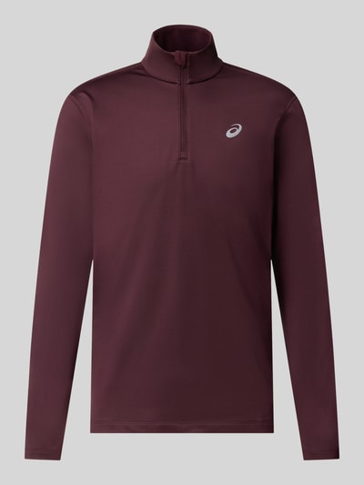 ASICS Sportshirt met logo en ritssluiting Donkerrood - 1