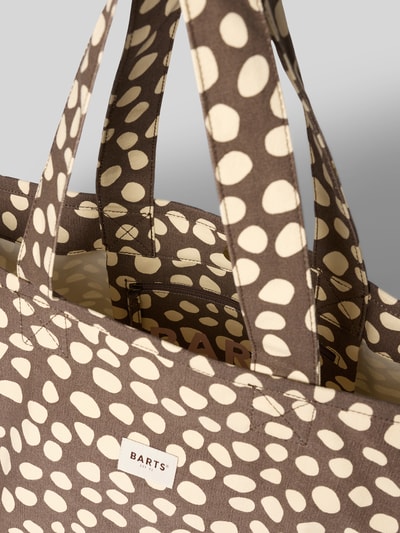 Productfoto, Shopper im Allover-Look model 'JUNO' van Barts van puur katoen met crèmekleurige stippen op bruin, draaghengsels, breedte 35 cm, lengte 37 cm, diepte 35 cm, schouderriem 57 cm