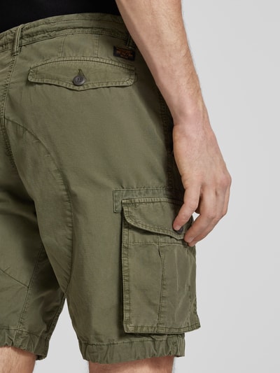 Superdry Regular fit korte cargobroek met riemlussen, model 'Parachute' Olijfgroen - 3