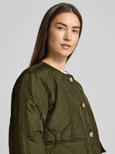 Vero Moda Regular fit gewatteerd jack met enkele knoopsluiting, model 'MILLIE' Olijfgroen - 3
