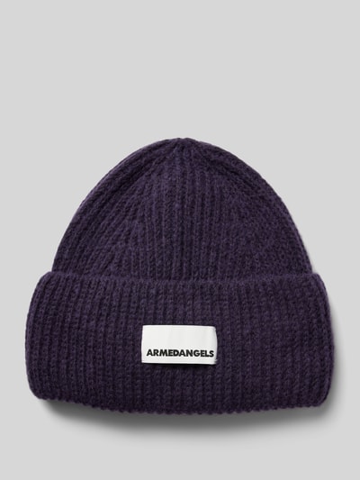 Armedangels Czapka beanie z naszywką z logo model ‘Kayaas’ Śliwkowy 1